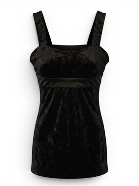 🇨🇦 vintage Y2K Le Château Black Crushed Velvet Cami Top Gothic whimsigoth vamp